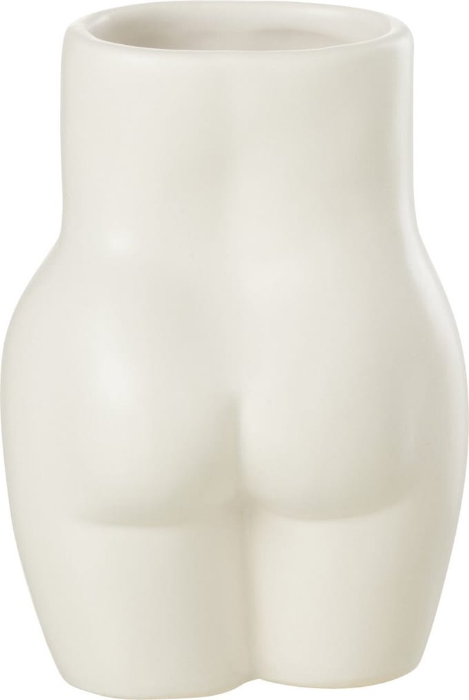 J-Line bloempot Lichaam Dolomiet - keramiek - wit - 2 stuks - 16.5 cm hoog