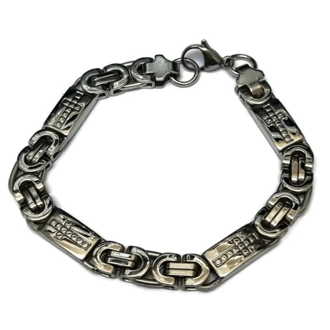 Rvs sieraden - Brede Konings schakel armband - Zilverkleurig kruisjes