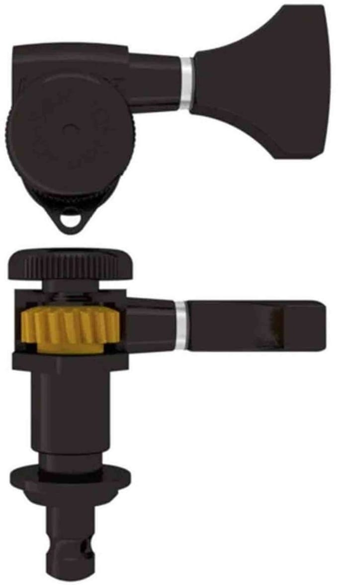 Hipshot HS6GL0B-21 Guitar tuner, Grip-Lock open, 21.0mm (0.827) post height, bass side, zwart