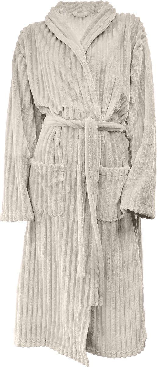 LINNICK Teddy Rib Fleece Uni Badjas - Cremé - S - Badjas Dames - Badjas Heren