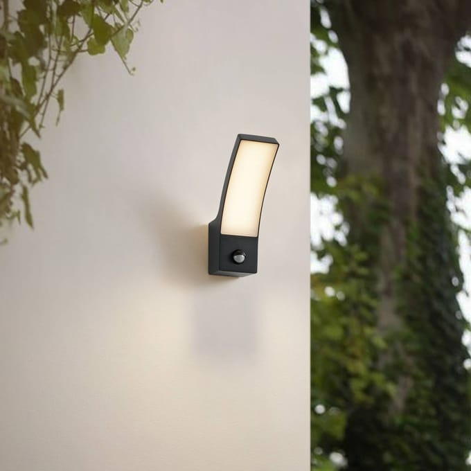Lindby LED buiten wandlamp Ilvita, sensor, antraciet, IP54