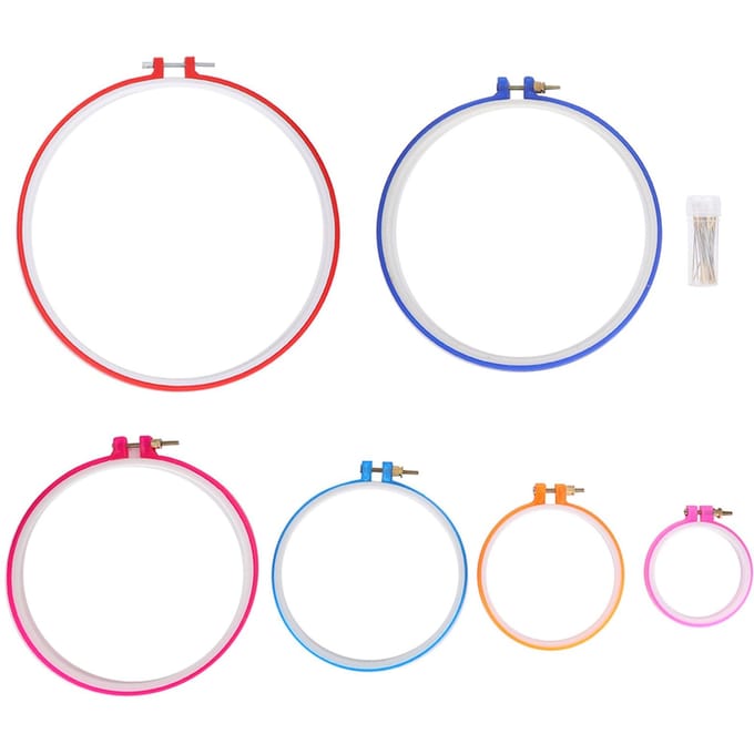 Borduurringen Plastic Cirkel Kruissteek Frame Set Verstelbare DIY Naaigereedschap white