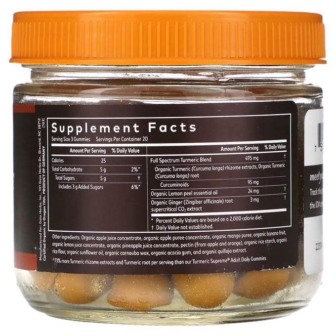 Gaia Herbs, Curcuma Suprême, Extra Fort, 60 Gommes Végans