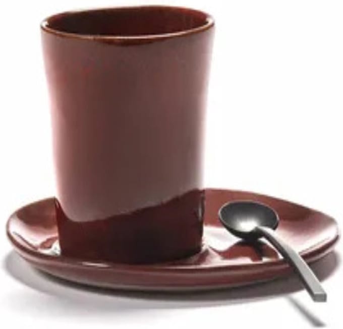 Schotel koffiekop rood La Mère