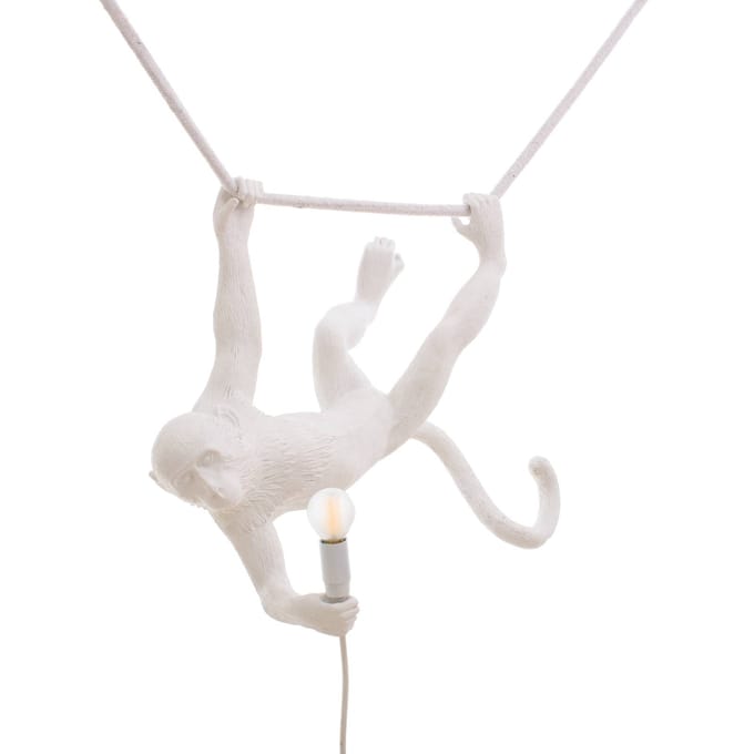 SELETTI LED decoratie-hanglamp Monkey Lamp wit slingerend