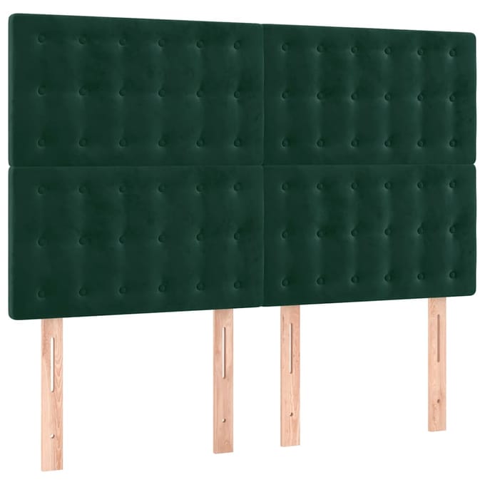 vidaXL - Hoofdbord - LED - 144x5x118/128 - cm - fluweel - donkergroen