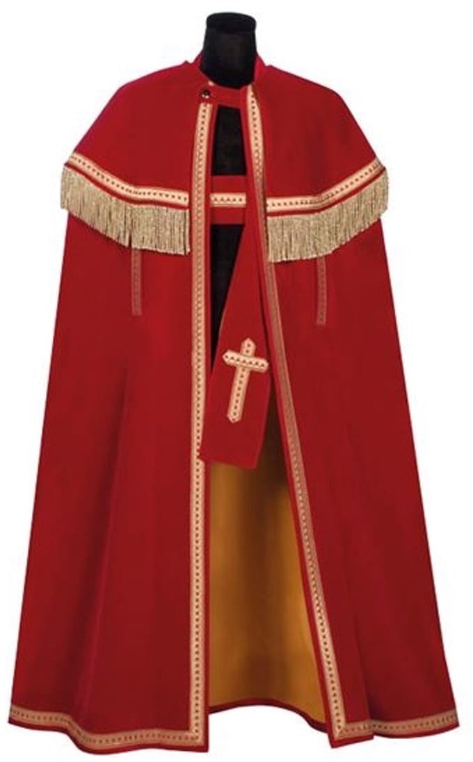 Witbaard Mantel Sinterklaas Fluweel Rood/goud One-size