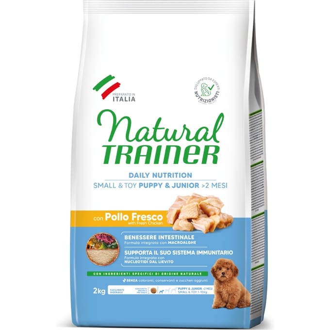 Natural Trainer Puppy & Junior Small & Toy met Kip - Voordeelpakket: 3 x 2 kg