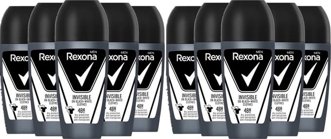 Rexona Deo Roller Men - Invisible On Black & White Clothes - 10 x 50 ml