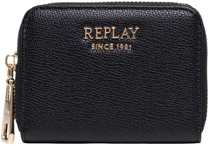 REPLAY portemonnee Zip Around Wallet Black zwart