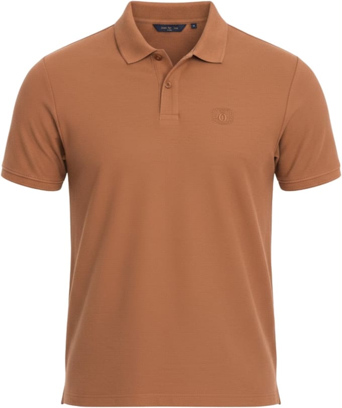 OMBRE Polo - Regular Fit - Katoen - Korte Mouw Lichtbruin S