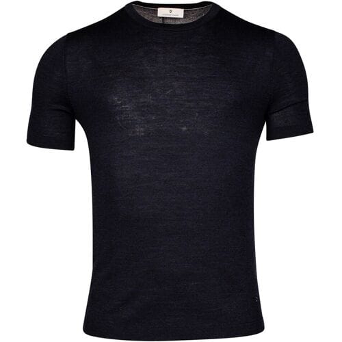 Thomas Maine Trui Fine Merino Crew Neck Short Sleeve Single Knit Navy / male