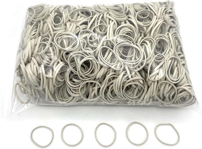 Elastieken 50 stuks (Ø32 mm x 3 mm) wit - 1 kg zak
