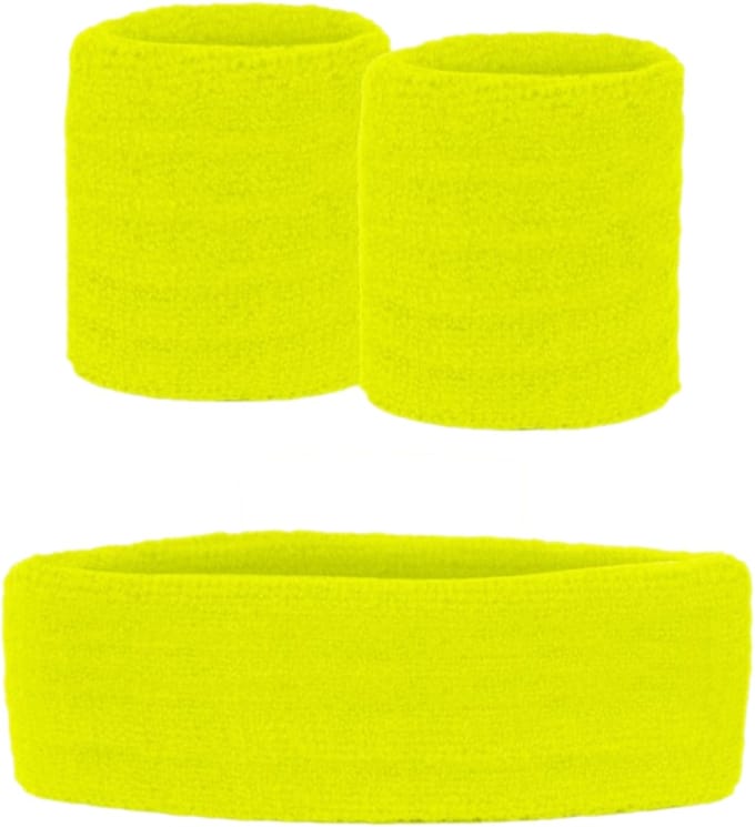 Zweetbandjes - Neon geel - Set - 3dlg.