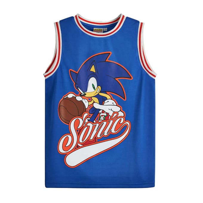 Sonic The Hedgehog jongensbasketbalshirt en shorts 10-11 blauw