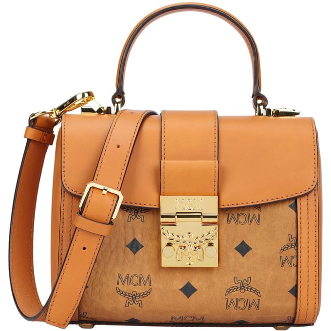 MCM Tracy Visetos Monogram Leren Doos Handtas Dames handtassen Bruin Cognac MWEBSXT02CO001 Basic Set (Bag+Dust Bag) orange