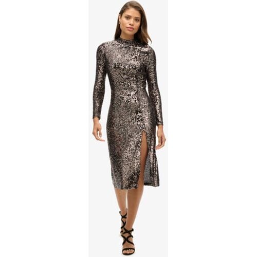 Superdry Midi-jurk met Pailletten en Blote rug Multi Grootte: 36