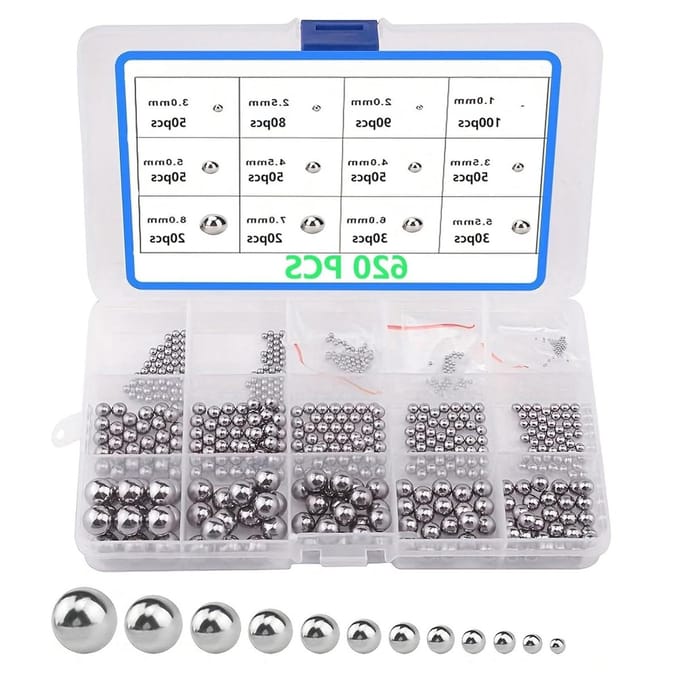 Allecto Plus - Assortiment van 620 roestvrijstalen kogellagers in 12