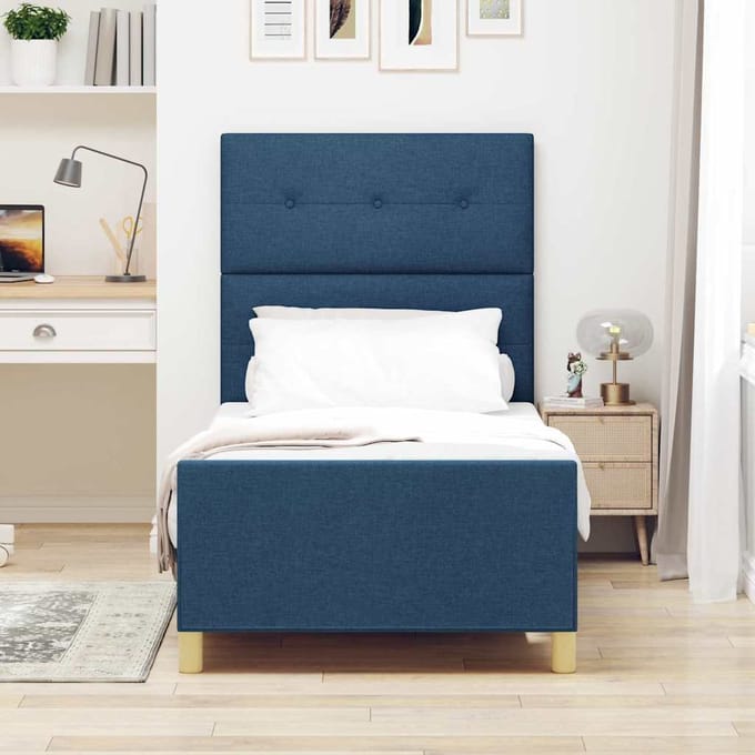 vidaXL - Bedframe - met - hoofdeinde - Blauw - 100 - x - 200 - cm - Stof