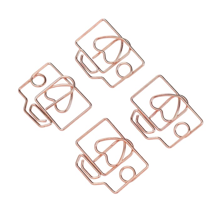 80 STuks Paperclip IJzer Camera Vormig Leuke Bladwijzers Planner Clip met Opbergdoos voor Kantoor Roze rosé gouden kleur