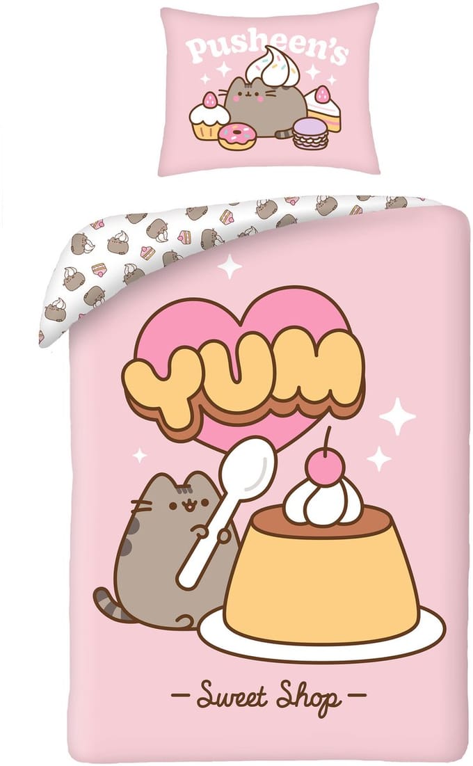 Pusheen dekbedovertrek Yum Roze 140 x 200 cm Katoen