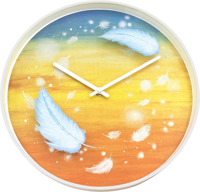 NeXtime Feathers – Wandklok – 30 cm – Plastic – Multicolor – Stil