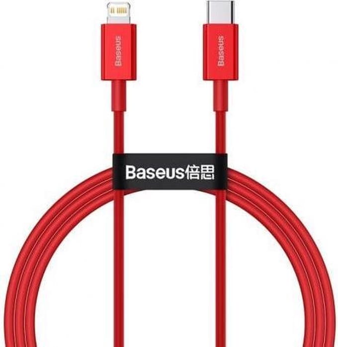 Baseus Superior Series USB-C naar Lightning PD 20W Rood 1 Meter