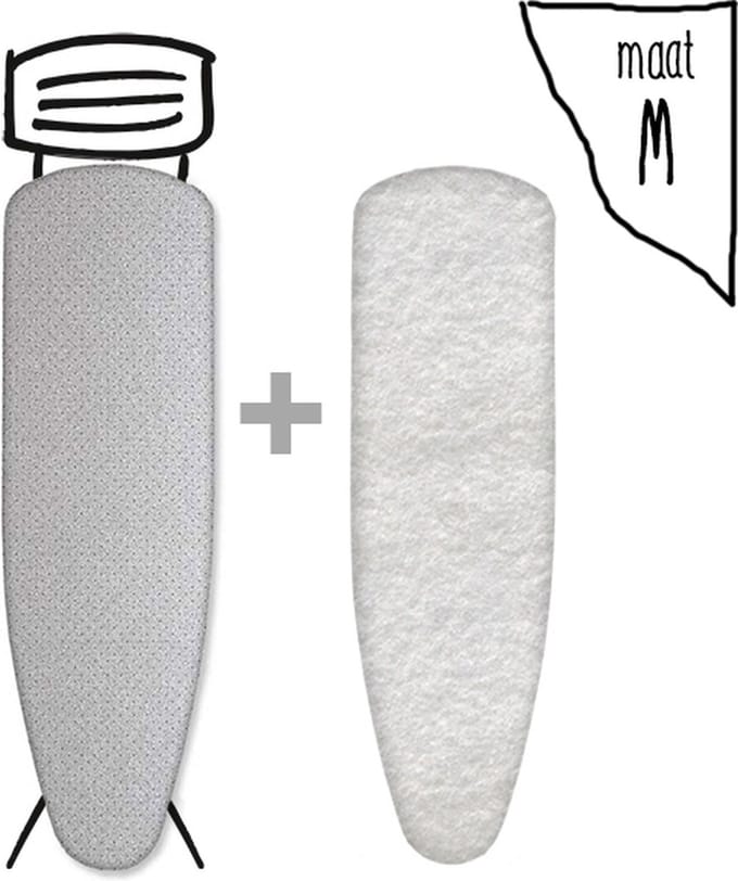 Leuke Strijkhoezen | Strijkhoes met Molton - Metallic Zilver - maat M - complete set