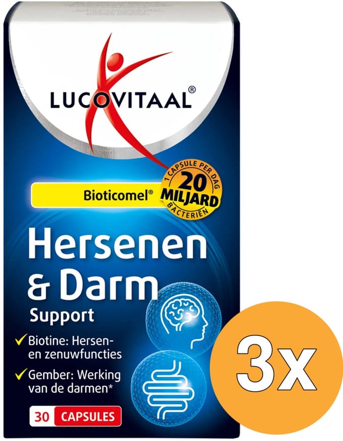 3x Lucovitaal Hersenen & Darm Support Bioticomel (30 capsules)