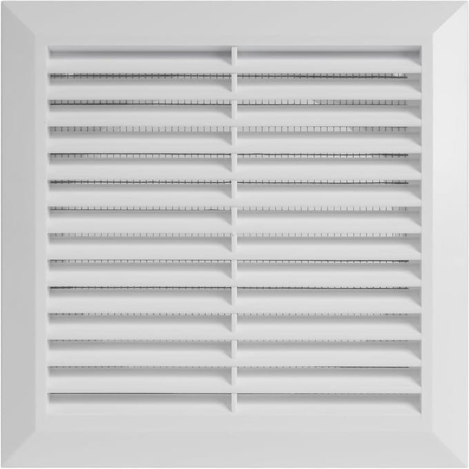 Ventilatierooster Vierkant - Afzuigkap Rooster - Ventilatie Afsluiten - Met Insectengaas - 8x8 Inch - Wit