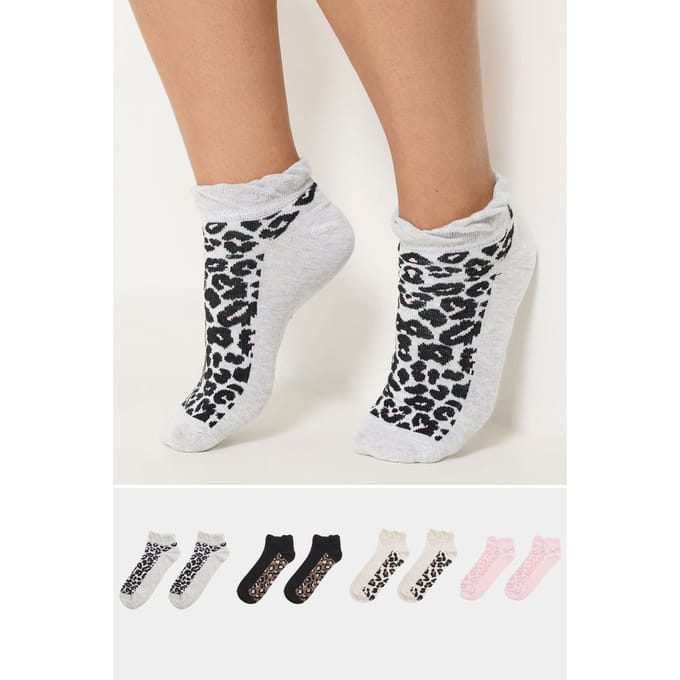 Yours Yourset 4Pack Zwarte Sneakersokken Met Dierenprintsize 41-44