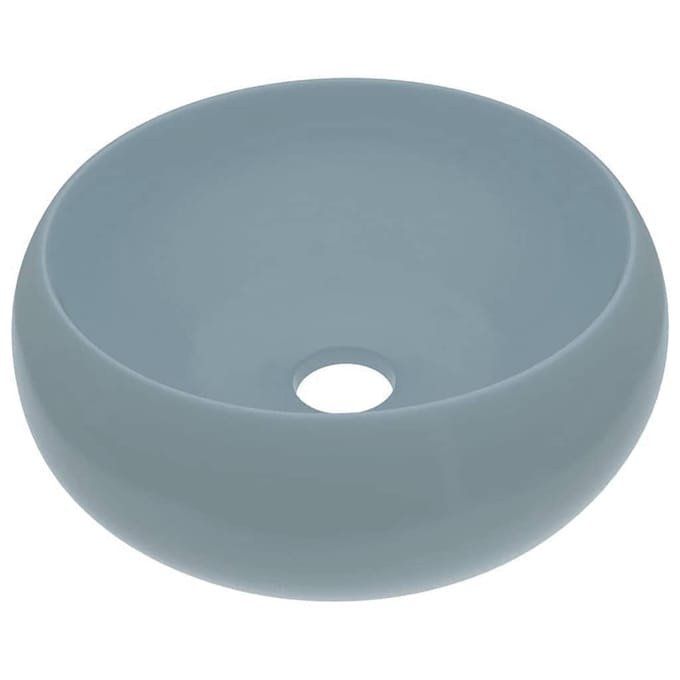 vidaXL - Wastafel - rond - 40x15 - cm - keramiek - mat - lichtblauw