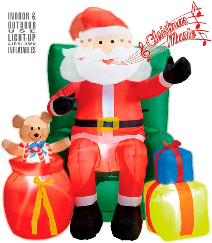 Widmann - Kerst & Oud & Nieuw Kostuum - Opblaasbare Kerstman Met Geschenken 244 Centimeter - Rood - Kerst - Verkleedkleding