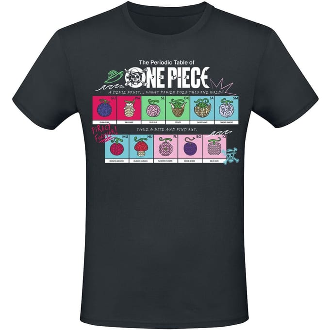 One Piece - Anime T-shirt - Devil Fruit - M tot XXL - voor Mannen - zwart