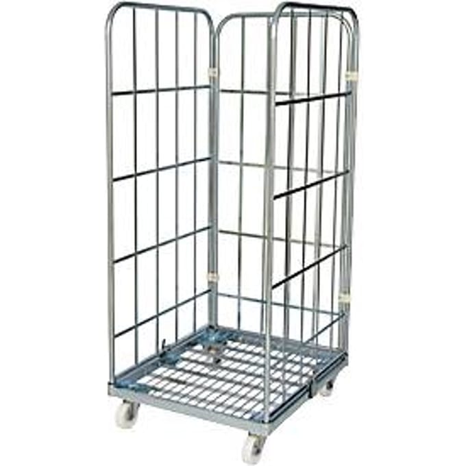 Rolcontainer, 3-zijdig, met stalen rolplaat, 1460 mm bruikbare hoogte