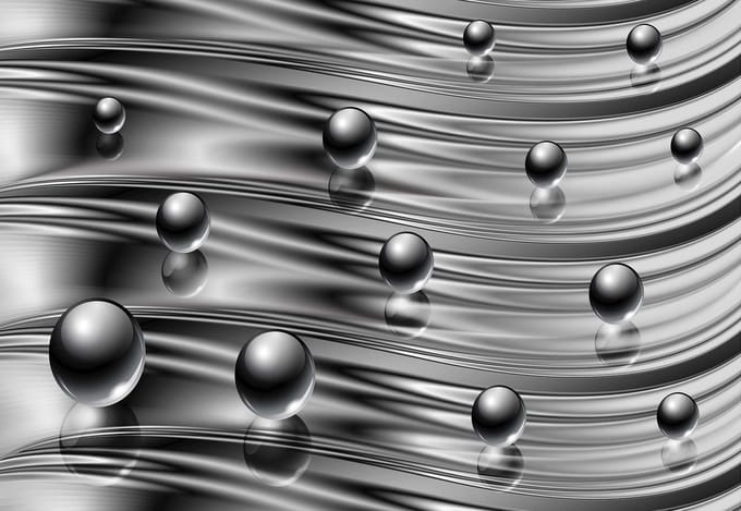 Fotobehang Silver Grey Black Abstract Modern | PANORAMIC - 250cm x 104cm | 130g/m2 Vlies