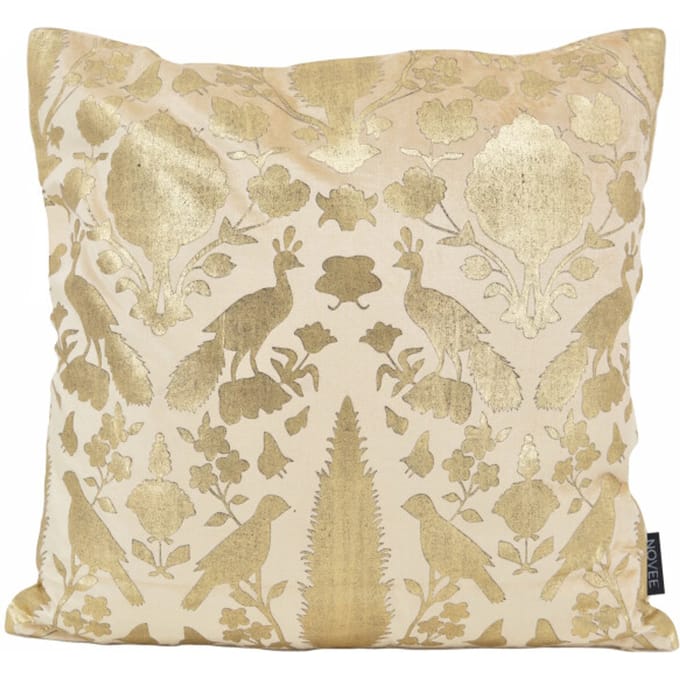 NOVÉE Sierkussen damask cream/gold | 45 x 45 cm | velvet/viscose