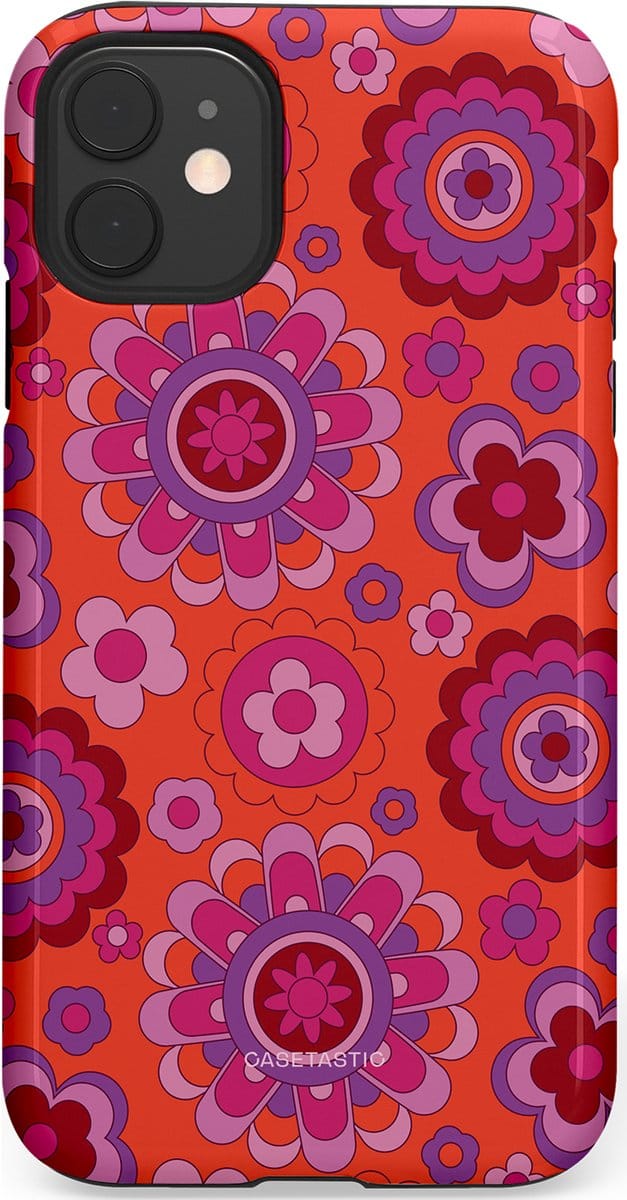 Casetastic hoesje geschikt voor Apple iPhone 11 - Dubbellaagse bescherming - Retro warmte - Fashion Case - Rood Lavendel Roze