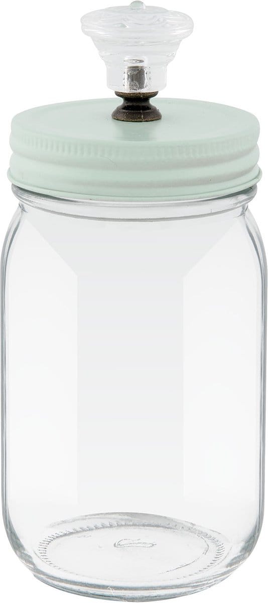 Clayre & Eef Voorraadpot 350 ml Transparant Ijzer Glas Rond Voorraadbus