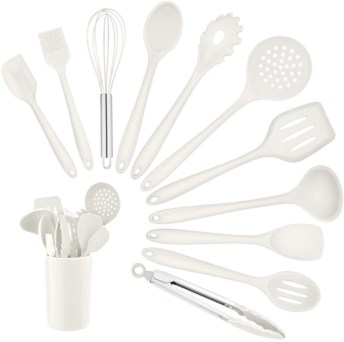 Siliconen keukenhulp, set van 12, wit