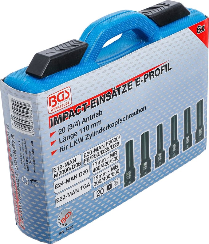 BGS Kracht doppenset E-profiel, twaalfkant 3/4 6 delig
