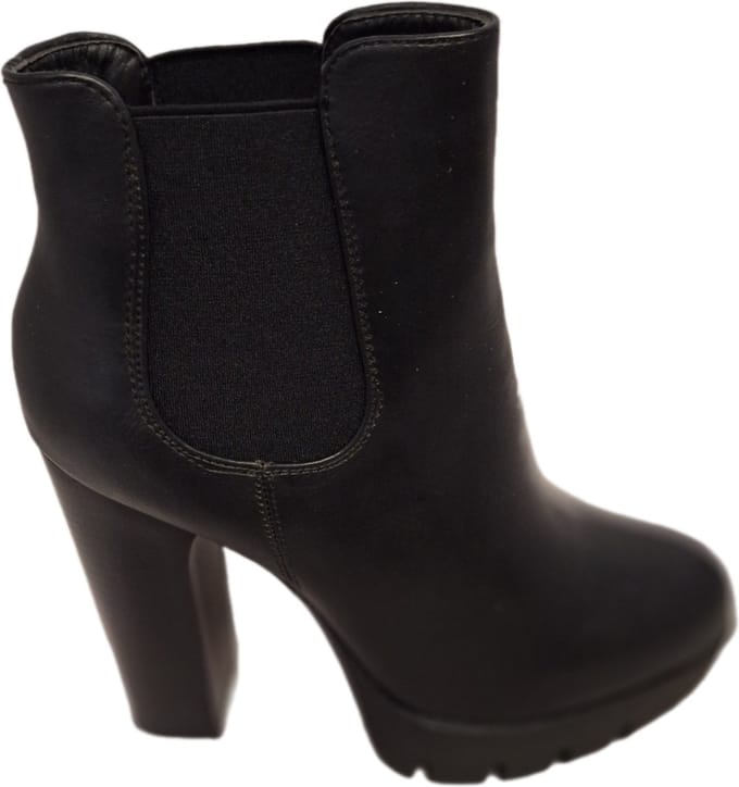 LUCKYSHOES-CHELCEABOOTS-HAK 12 CM-PLATEAUZOOL 3 CM-LEDERLOOK-39