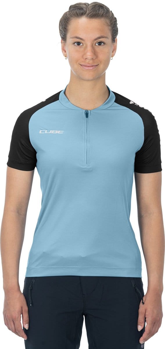 CUBE Fietsshirt ATX WS JERSEY HALF ZIP CMPT S/S BLUE M (38)