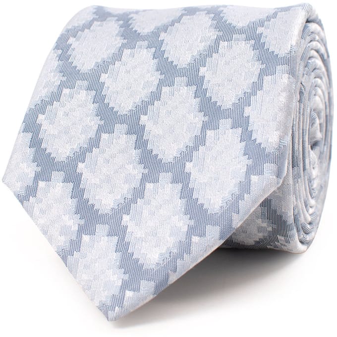 TRESANTI | GILIAN | Silk tie with a checked ikat pattern | Blauw