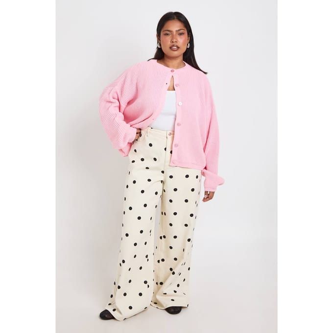 boohoo Dames Plus Geribbeld Vest Met Knoopsluiting | Roze | Maat: 56