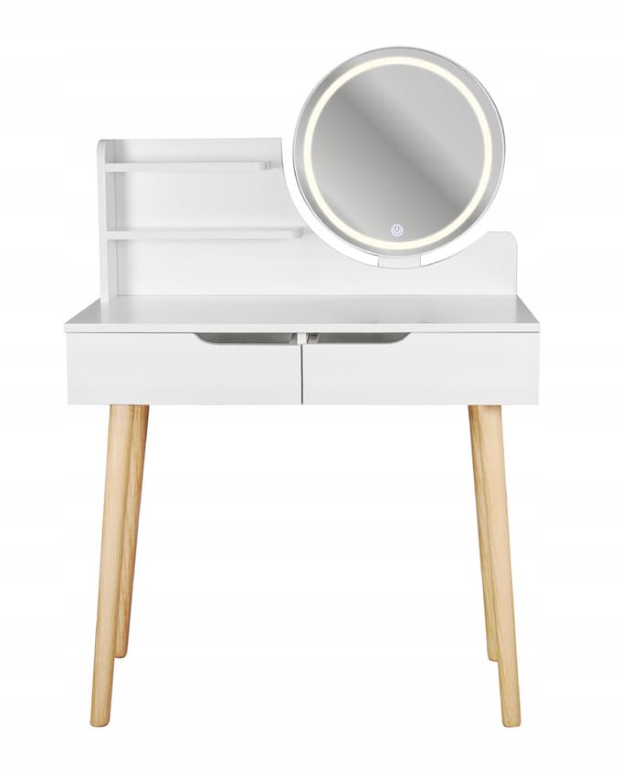 Kaptafel met LED-spiegel, cosmetisch, Scandinavisch, SCANDI