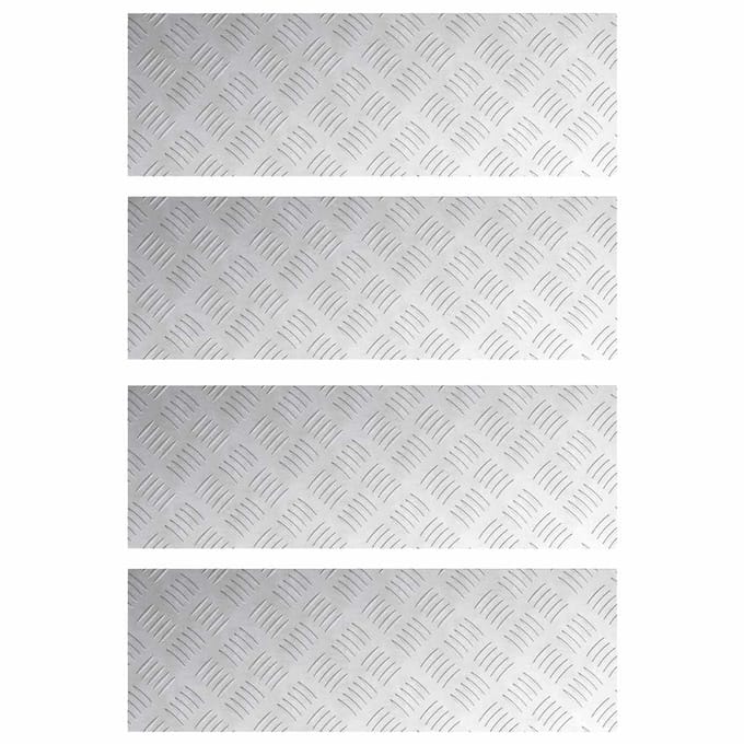 Marche d'escalier Angle droit 4 pièces Argent 75 x 25 cm Aluminium