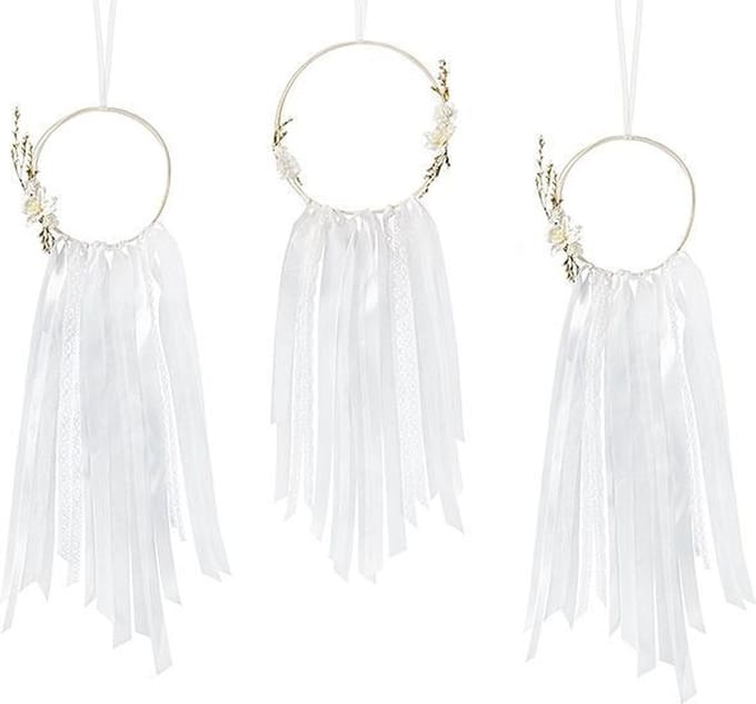 Partydeco - Dream catchers 3 stuks wit (3 stuks)