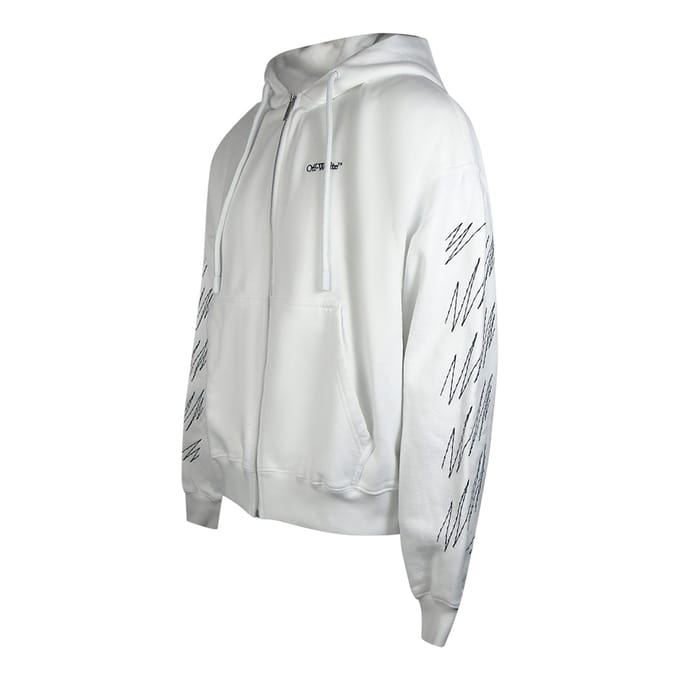 Off-white Stitch Diags Zip Skate Hoodie Wit