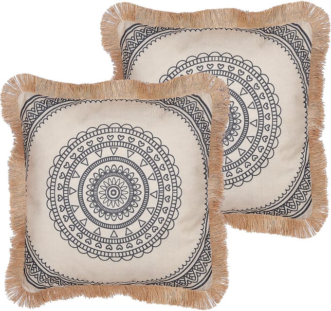 AGRIMONY - Sierkussen set van 2 - Beige - 45 x 45 cm - Polyester